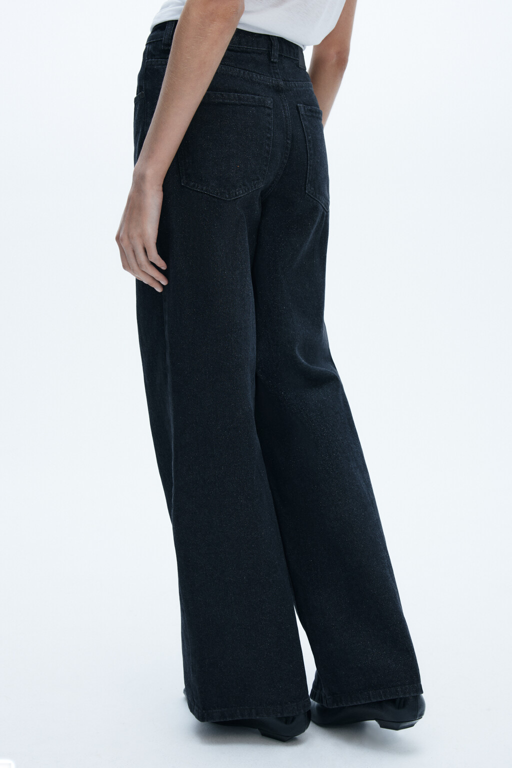 Джинсы широкие с блестками - цвет серый - 4