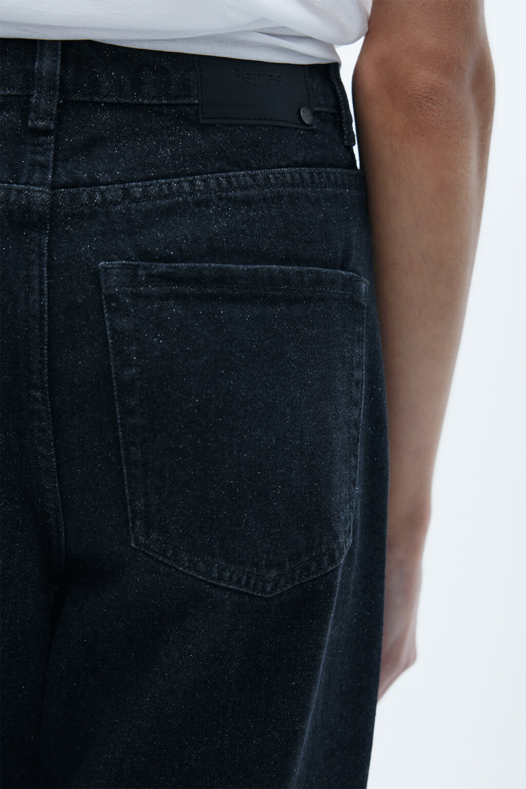 Джинсы широкие с блестками - цвет серый - 7