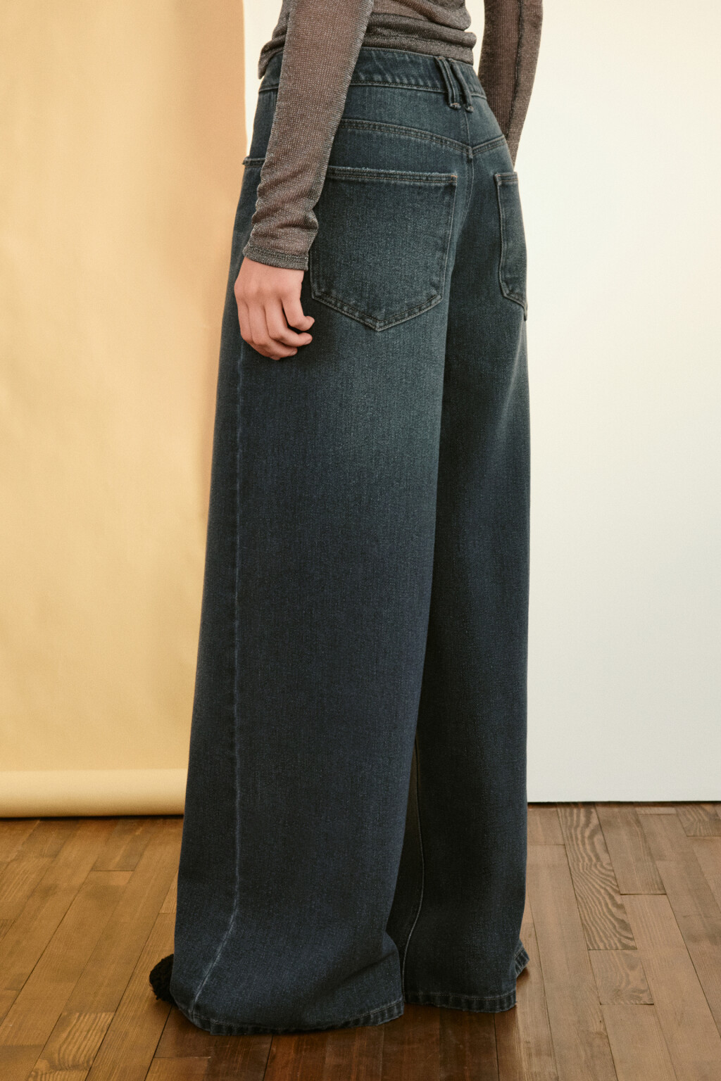 Джинсы широкие со средней посадкой - цвет синий - 4