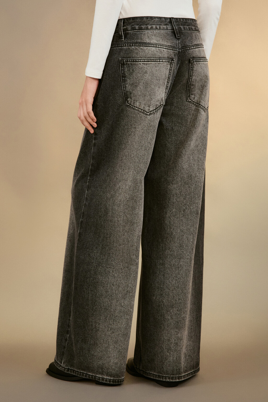 Джинсы широкие со средней посадкой - цвет серый - 3