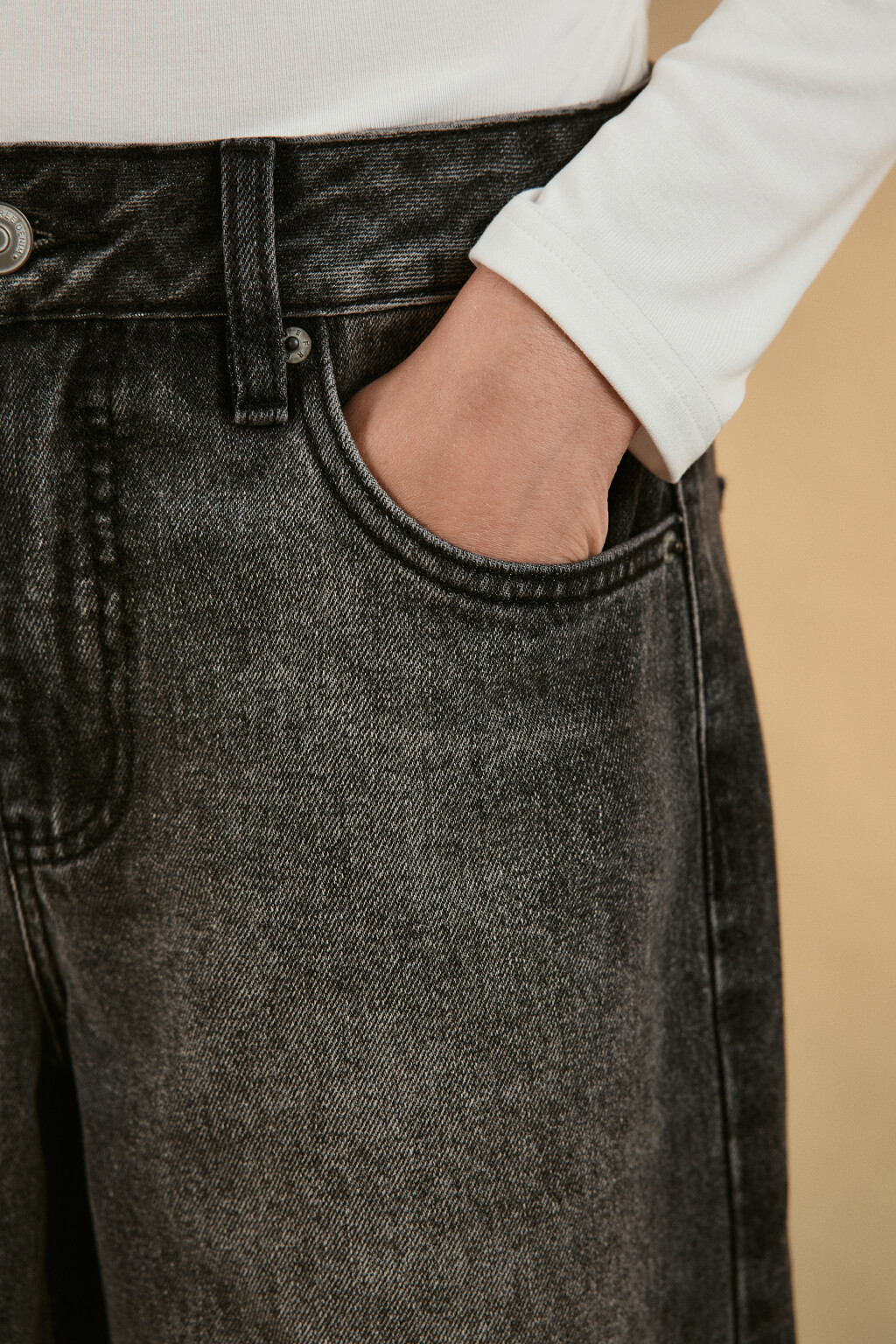 Джинсы широкие со средней посадкой - цвет серый - 6