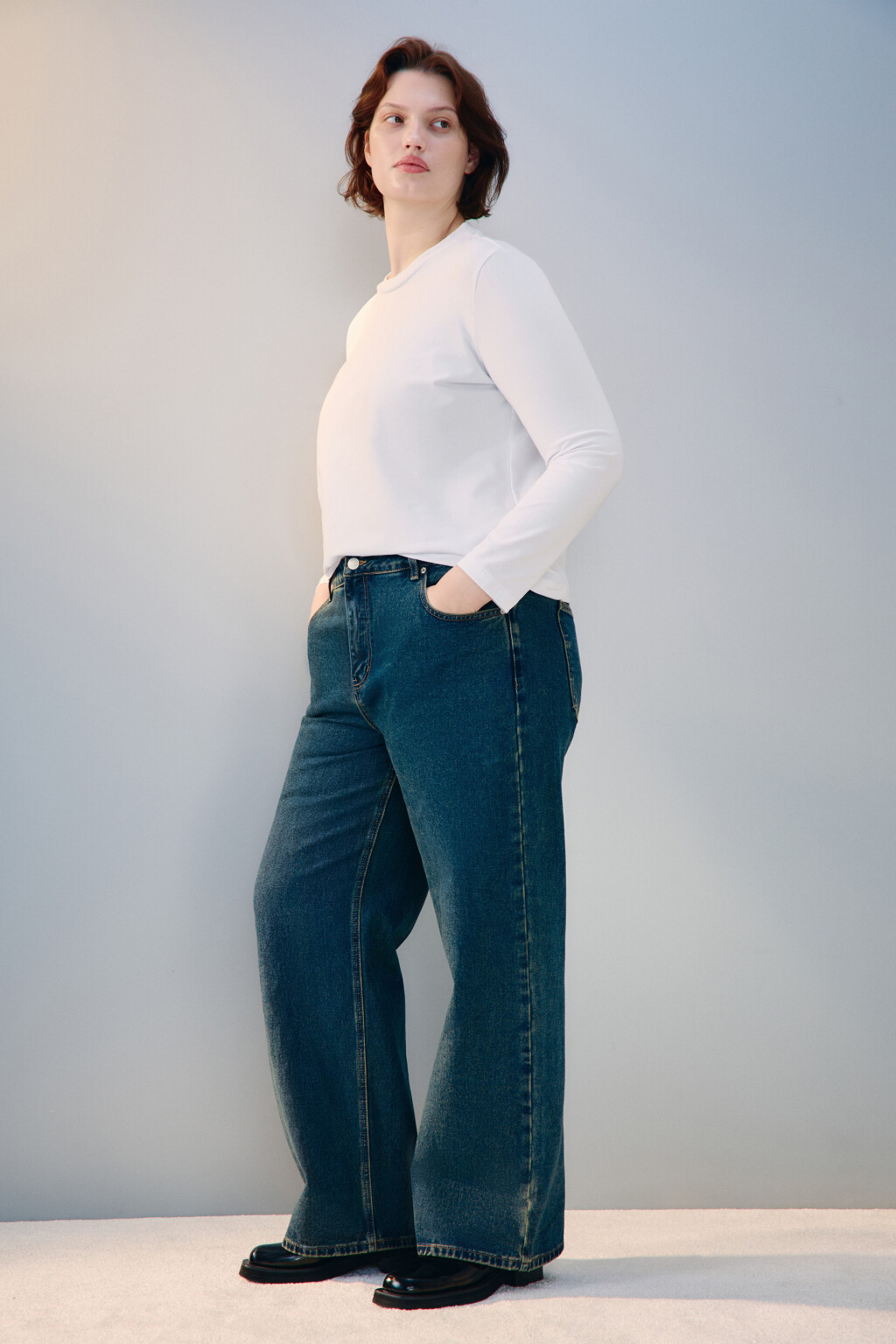 Джинсы прямые со средней посадкой - цвет темный тинт - 1