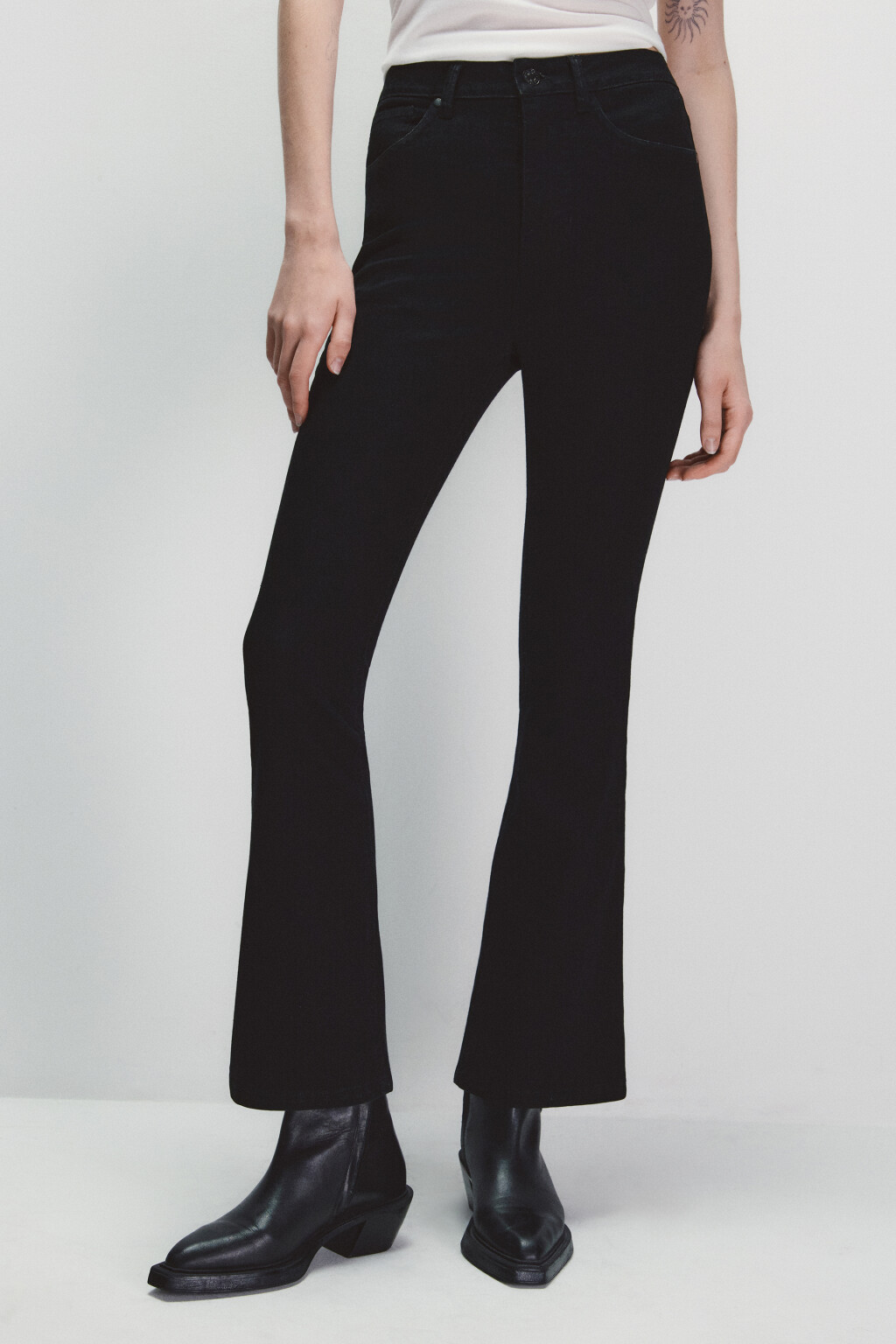 Джинсы клеш с высокой посадкой - цвет черный - 2