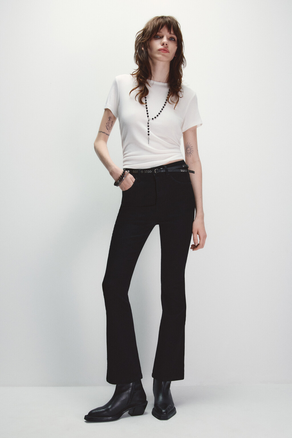 Джинсы клеш с высокой посадкой - цвет черный - 4