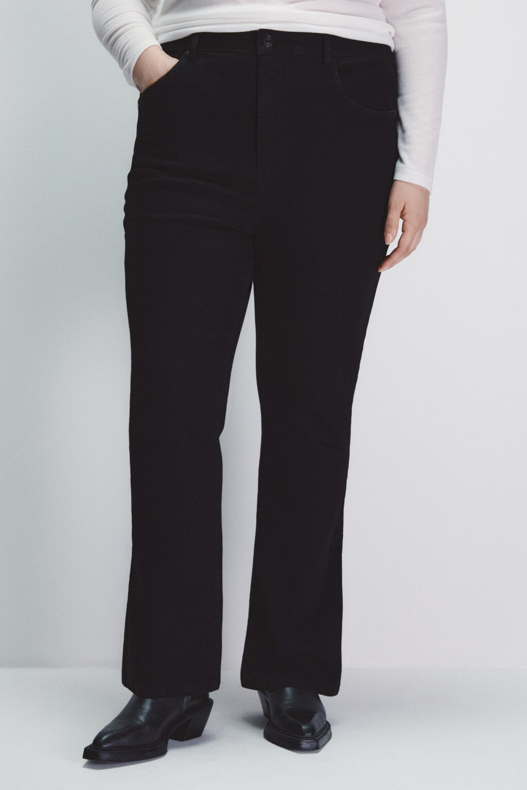 Джинсы клеш с высокой посадкой - цвет черный - 2