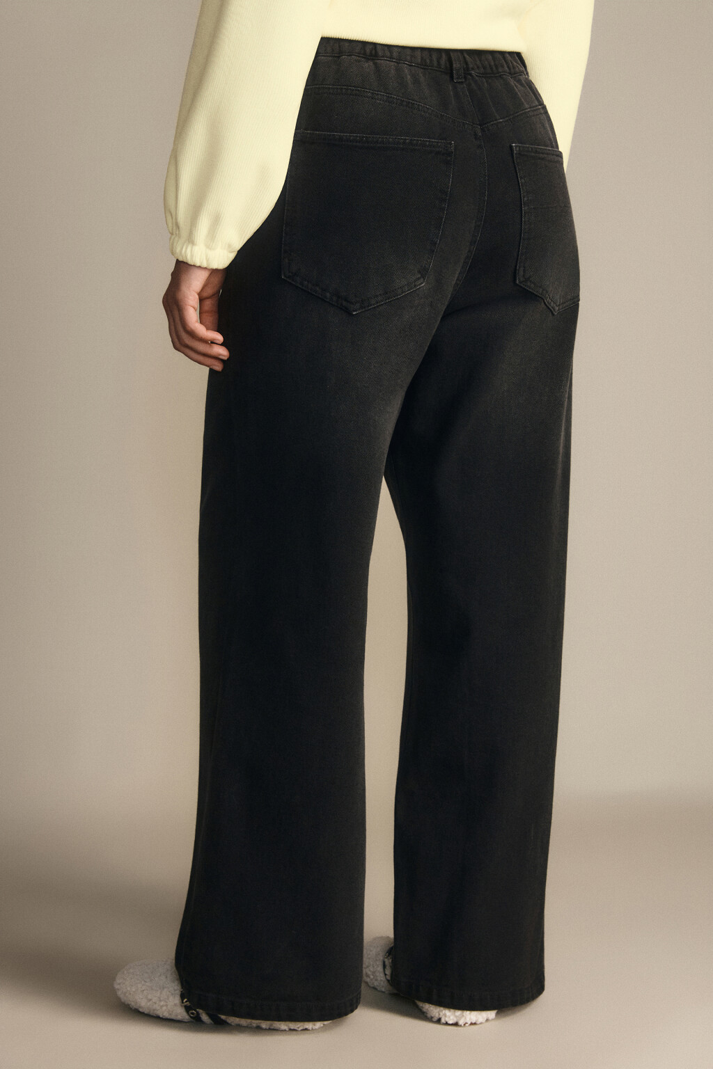 Джинсы широкие утепленные с начесом - цвет серый - 3