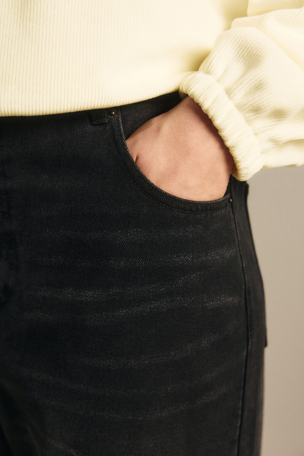 Джинсы широкие утепленные с начесом - цвет серый - 6