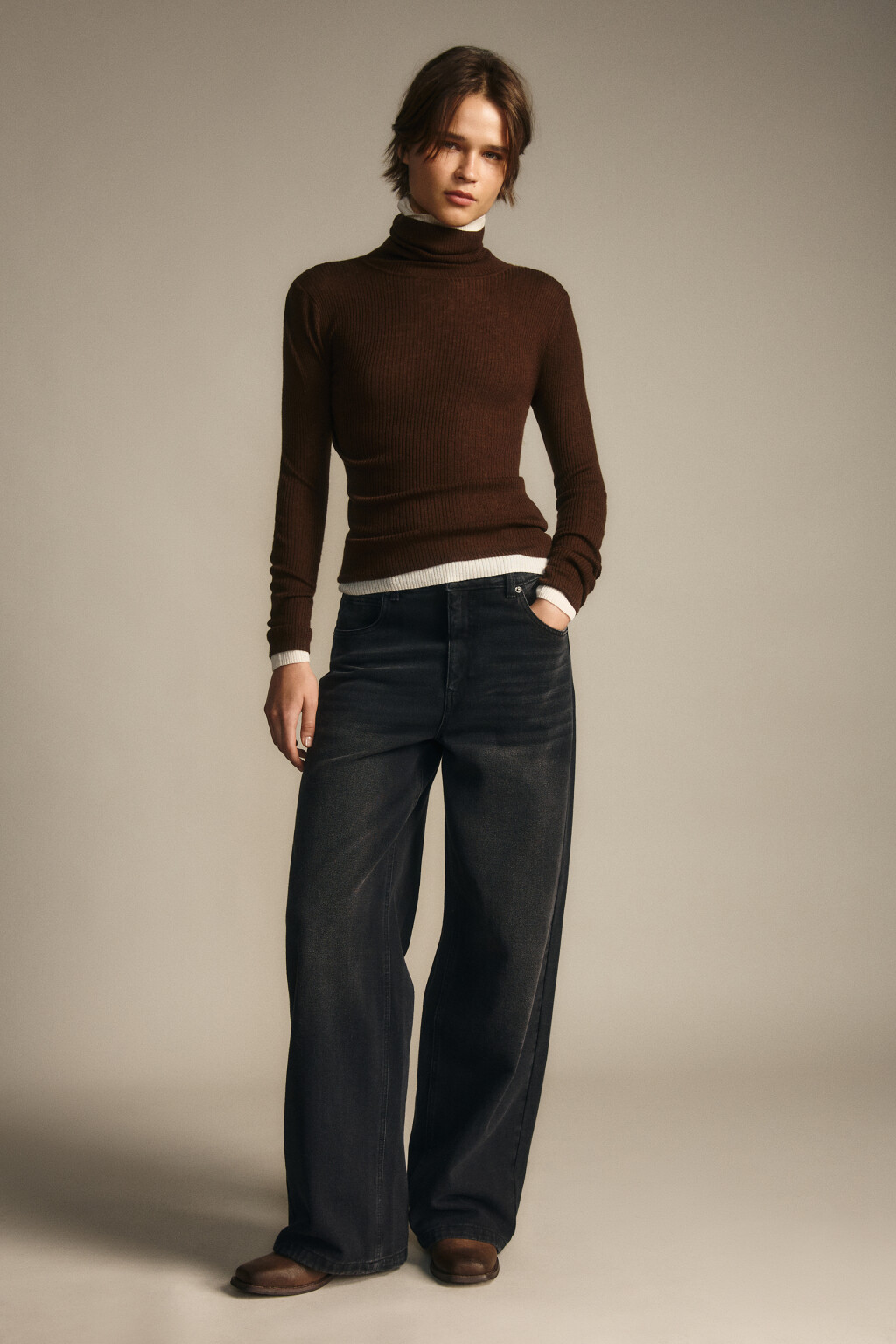 Джинсы baggy fit утепленные с начесом - цвет черный - 4