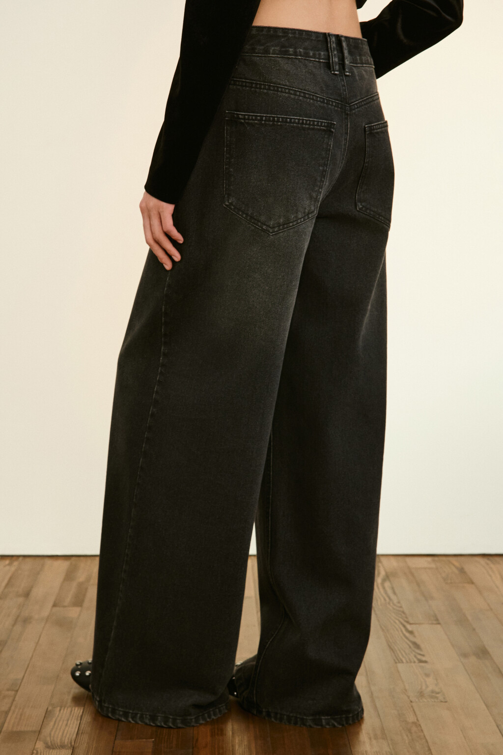 Джинсы широкие со средней посадкой - цвет серый - 3