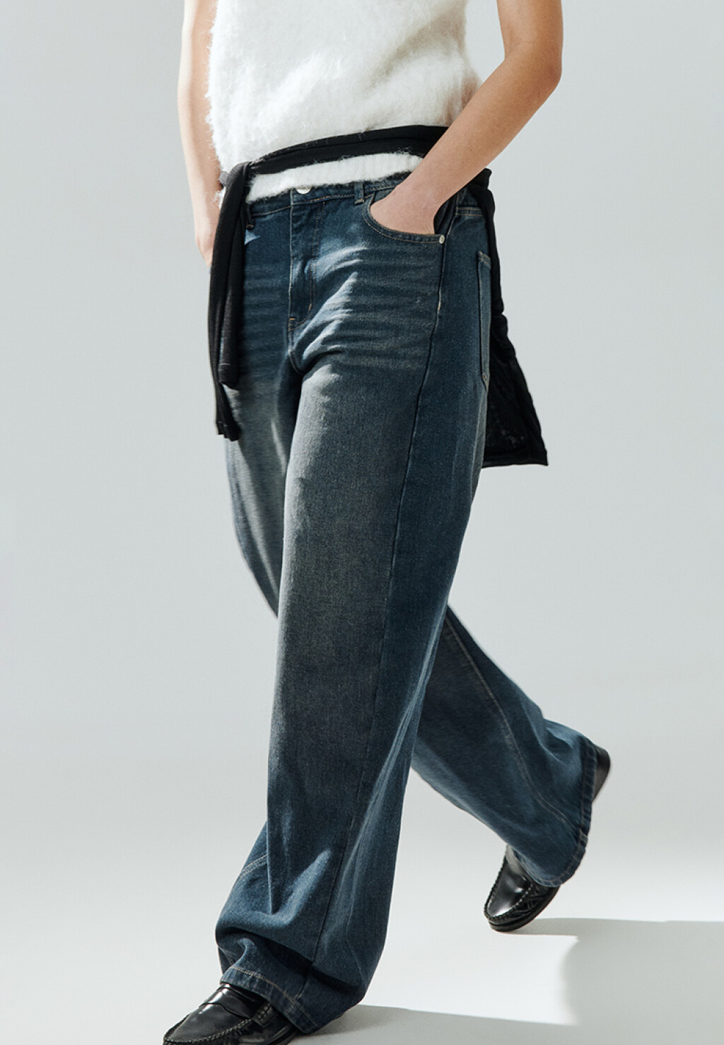 Джинсы baggy fit со средней посадкой - цвет сизый - 1