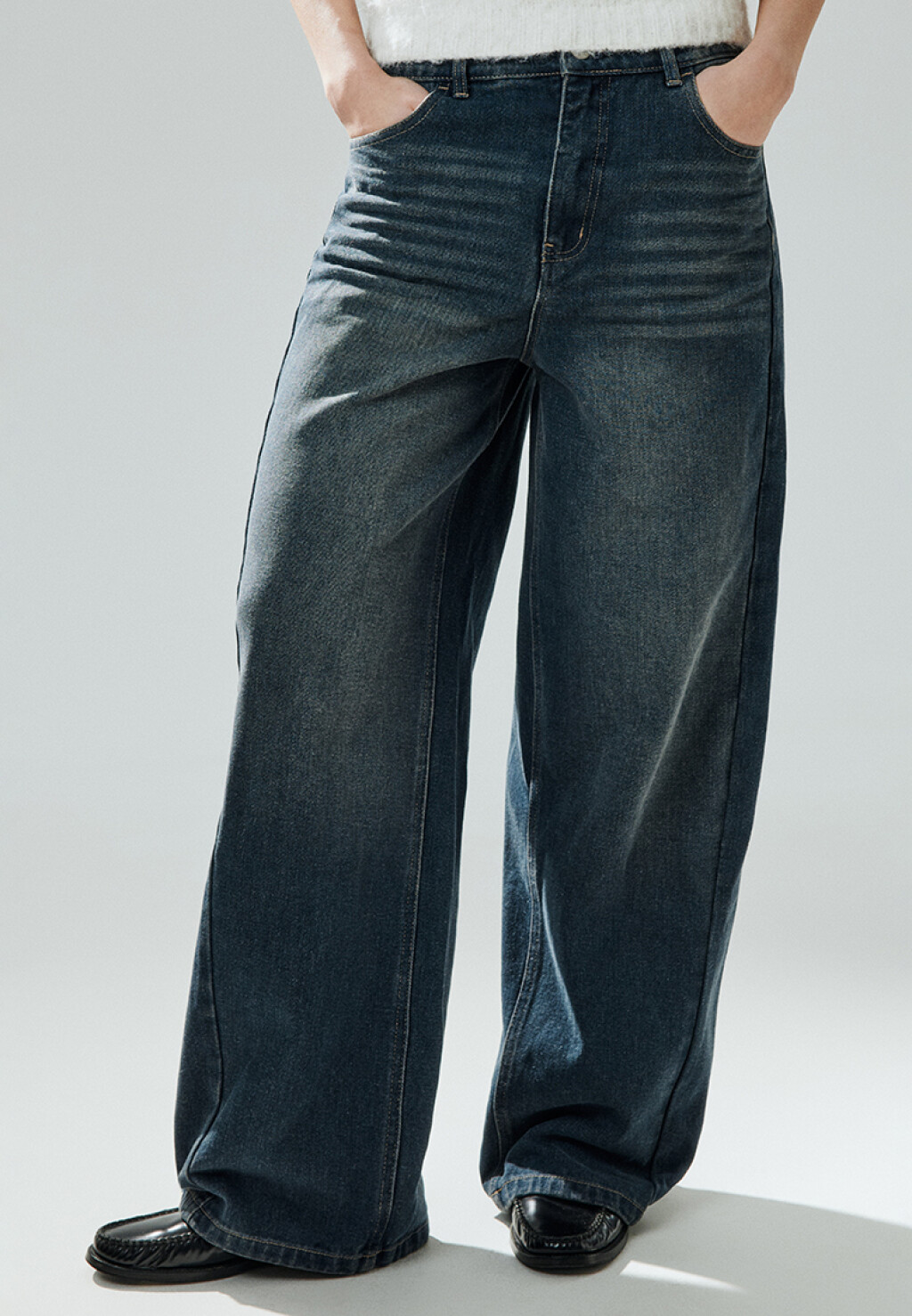Джинсы baggy fit со средней посадкой - цвет сизый - 2