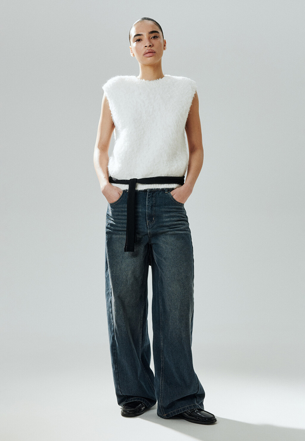 Джинсы baggy fit со средней посадкой - цвет сизый - 4