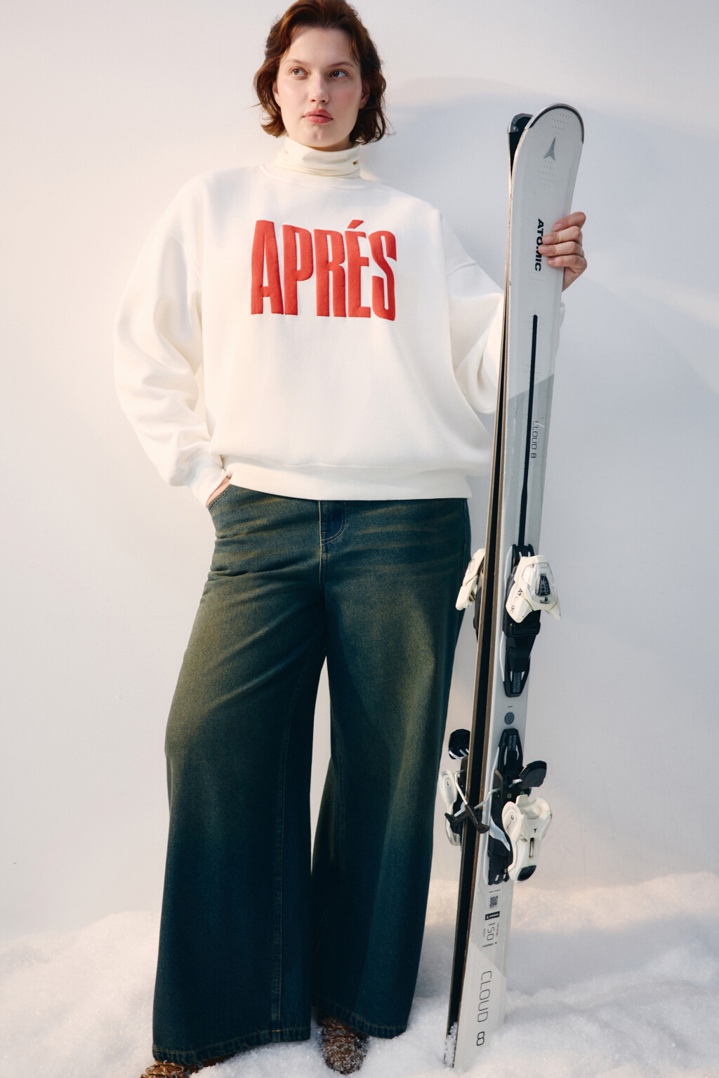 Джинсы baggy fit утепленные с начесом - цвет темный тинт - 1