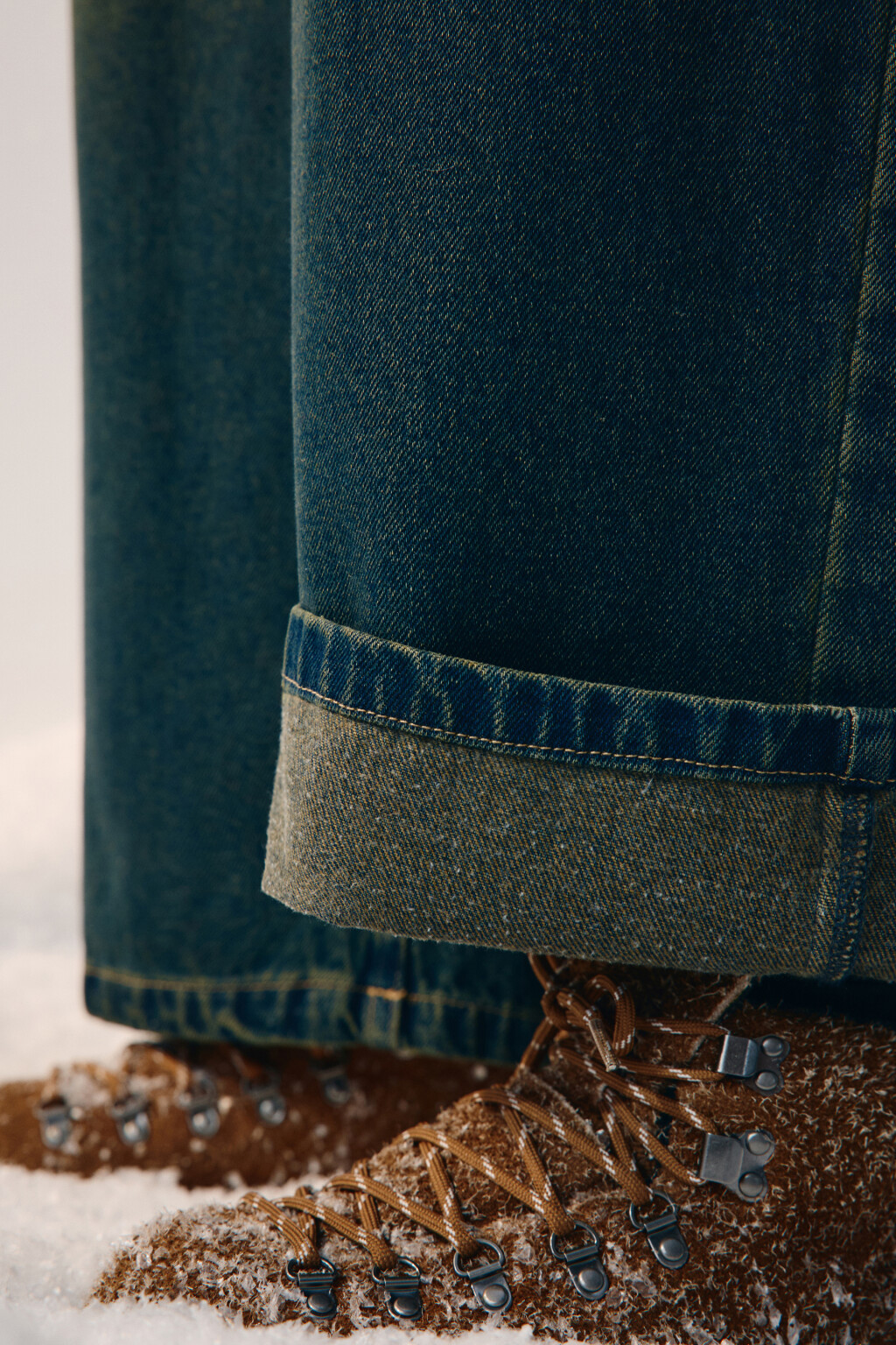 Джинсы baggy fit утепленные с начесом - цвет темный тинт - 7