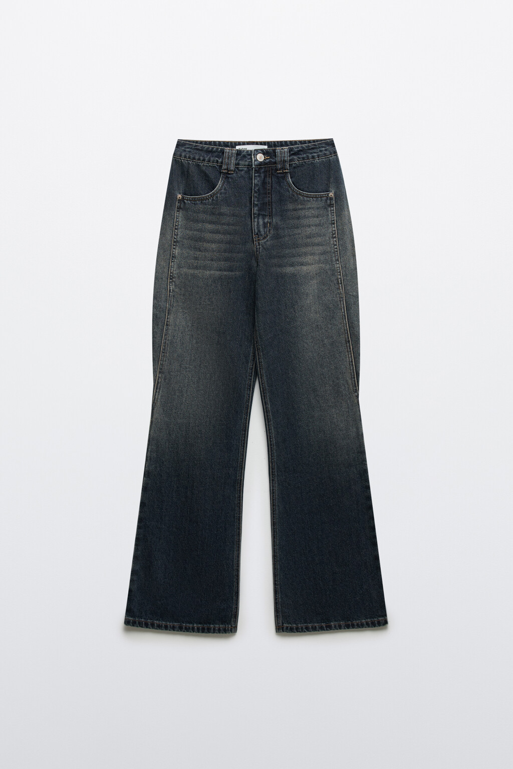 Джинсы клеш утепленные с начесом - цвет темный тинт - 7