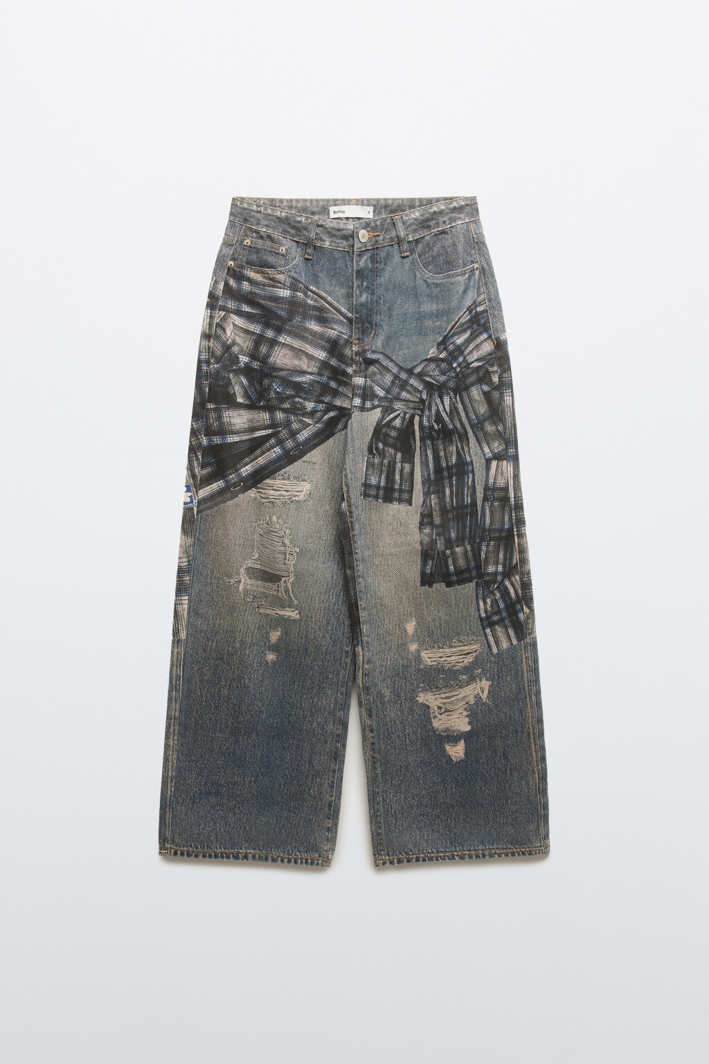 Джинсы baggy fit с принтом - цвет голубой - 7