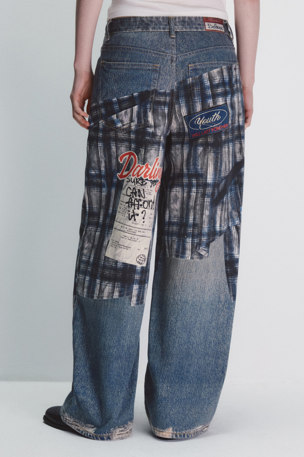 Джинсы baggy fit с принтом - цвет голубой - 3