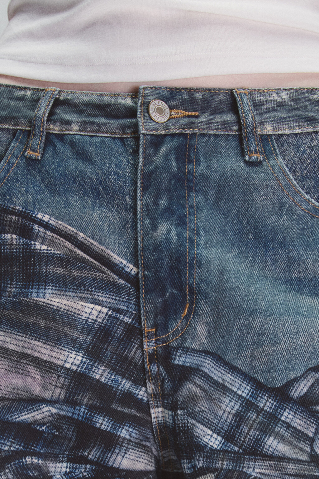 Джинсы baggy fit с принтом - цвет голубой - 5