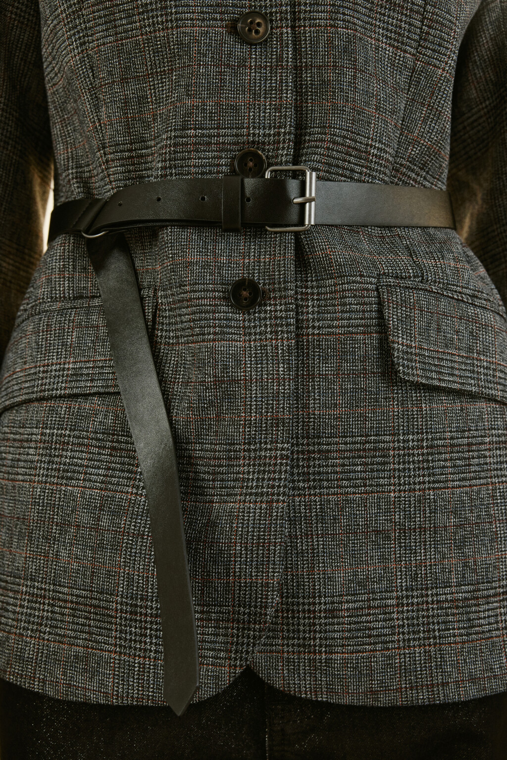 Жакет приталенный с ремнем - цвет серый - 6