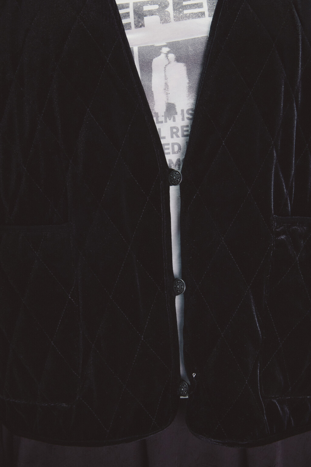 Жакет oversize бархатный - цвет черный - 5