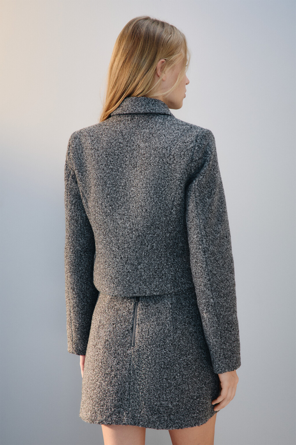 Жакет на пуговицах из ткани букле - цвет серый - 3