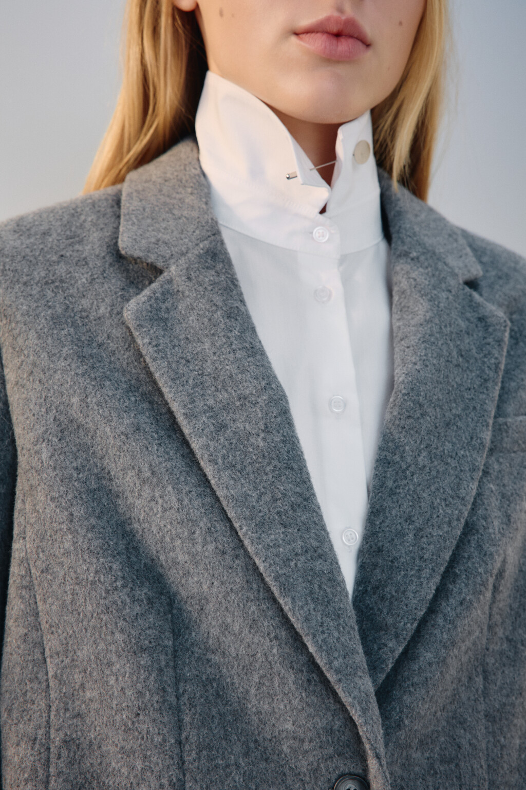 Пиджак из ткани с шерстью - цвет серый - 5