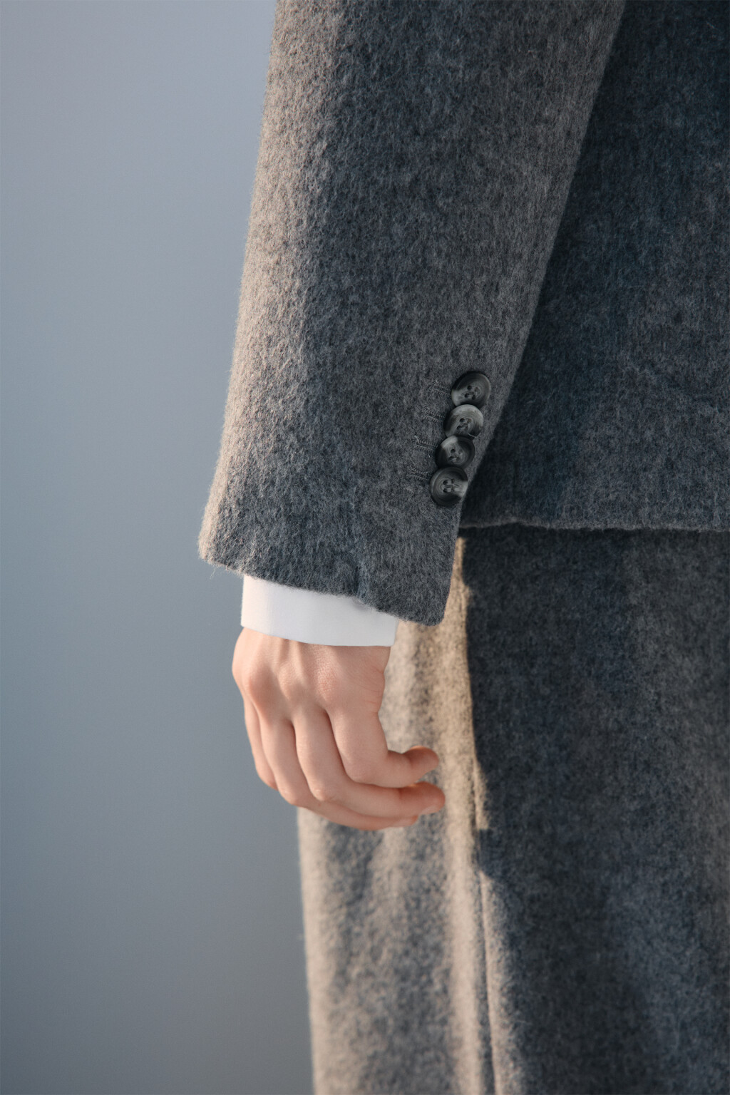 Пиджак из ткани с шерстью - цвет серый - 6