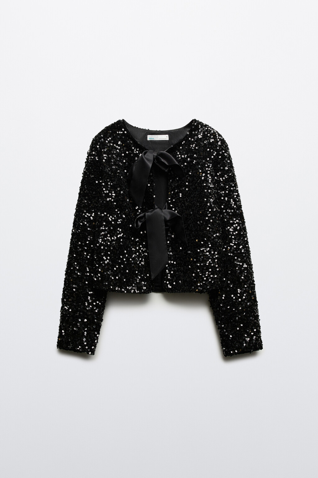 Жакет на завязках с пайетками - цвет черный - 7