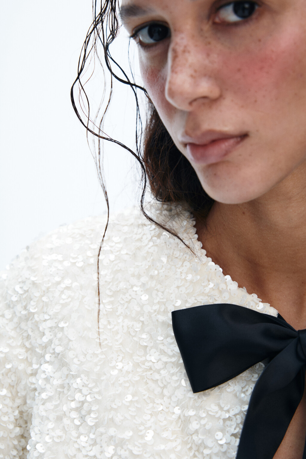 Жакет на завязках с пайетками - цвет молочный - 6