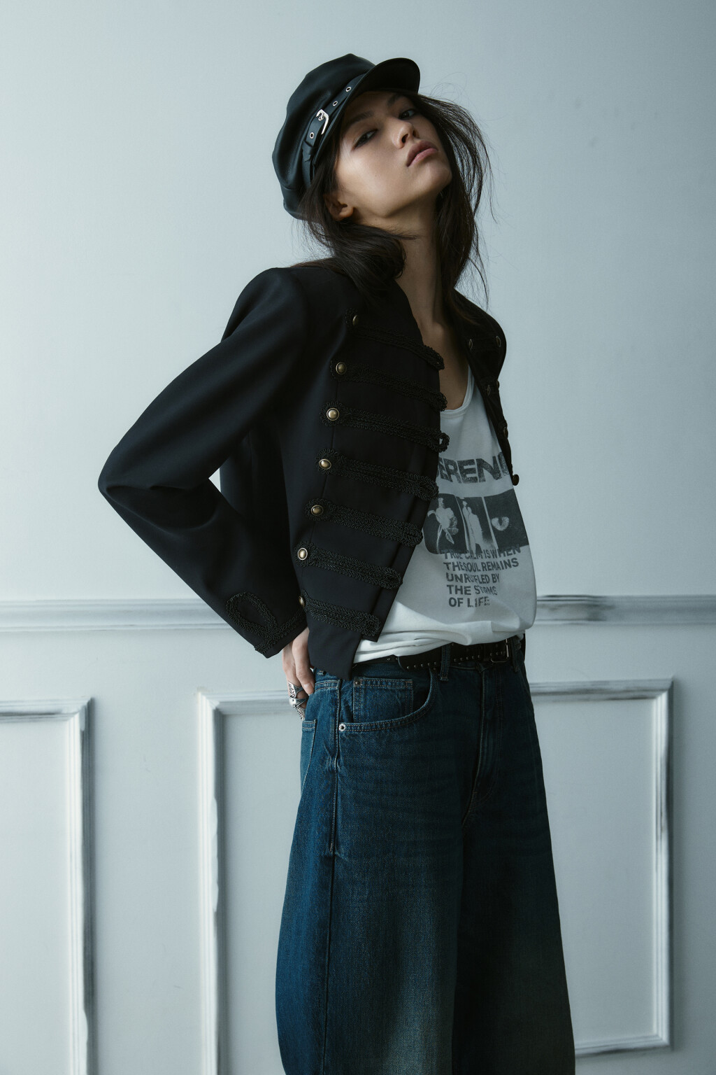 Жакет-доломан в гусарском стиле - цвет черный - 2