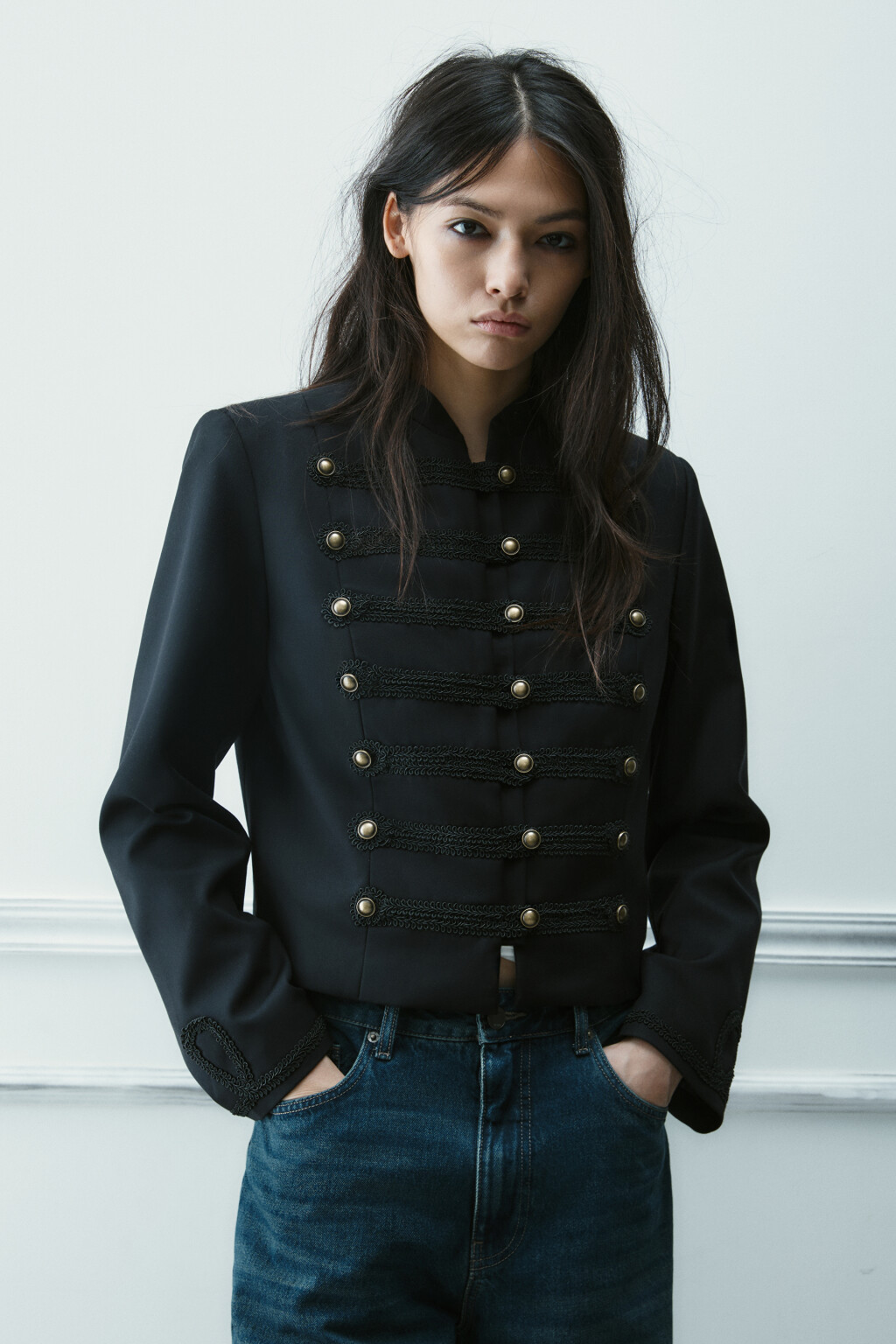 Жакет-доломан в гусарском стиле - цвет черный - 3