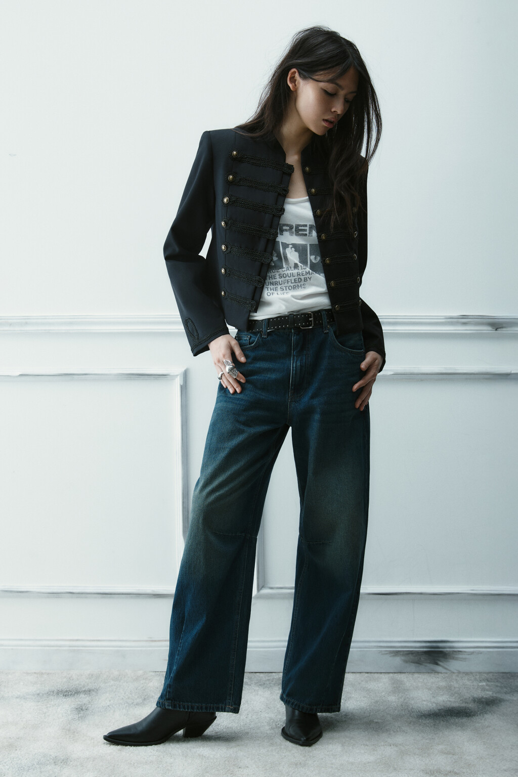 Жакет-доломан в гусарском стиле - цвет черный - 5