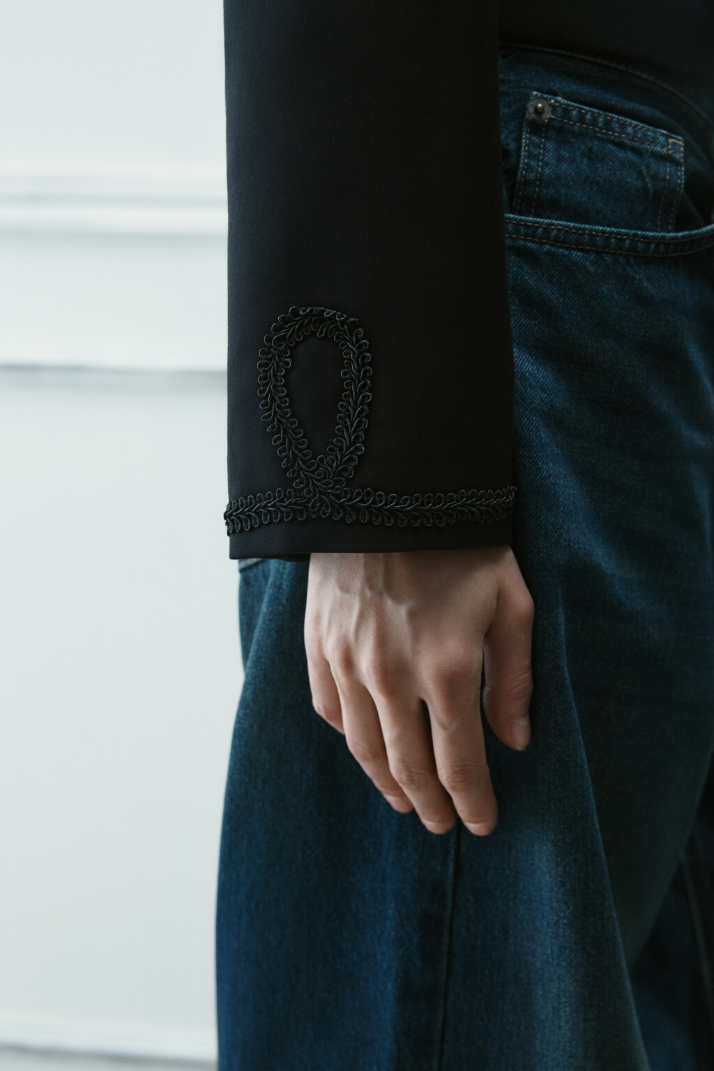 Жакет-доломан в гусарском стиле - цвет черный - 8