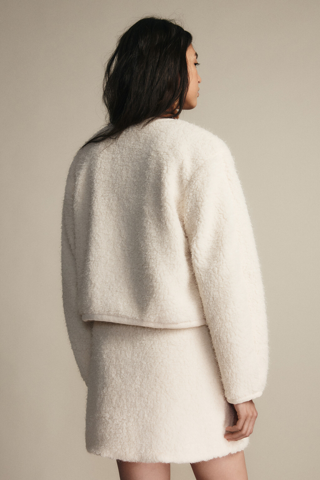 Жакет на пуговицах из ткани букле - цвет молочный - 3