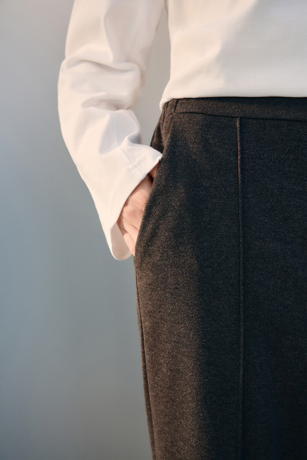 Брюки прямые трикотажные со стрелками - цвет серый - 6