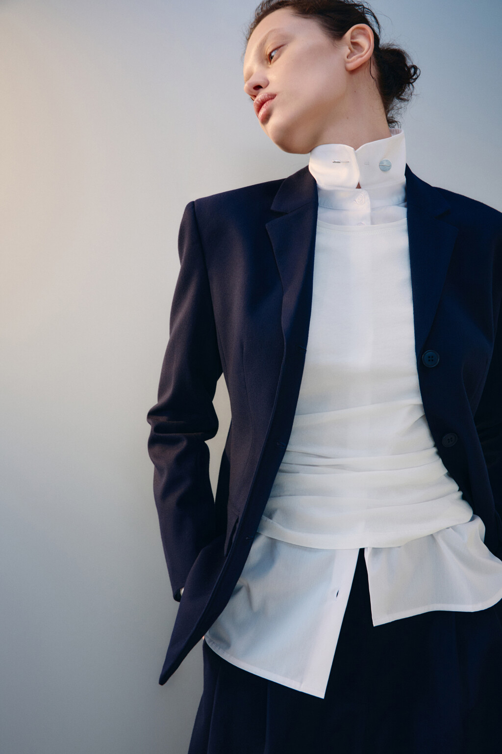 Брюки barrel fit костюмные - цвет синий - 2