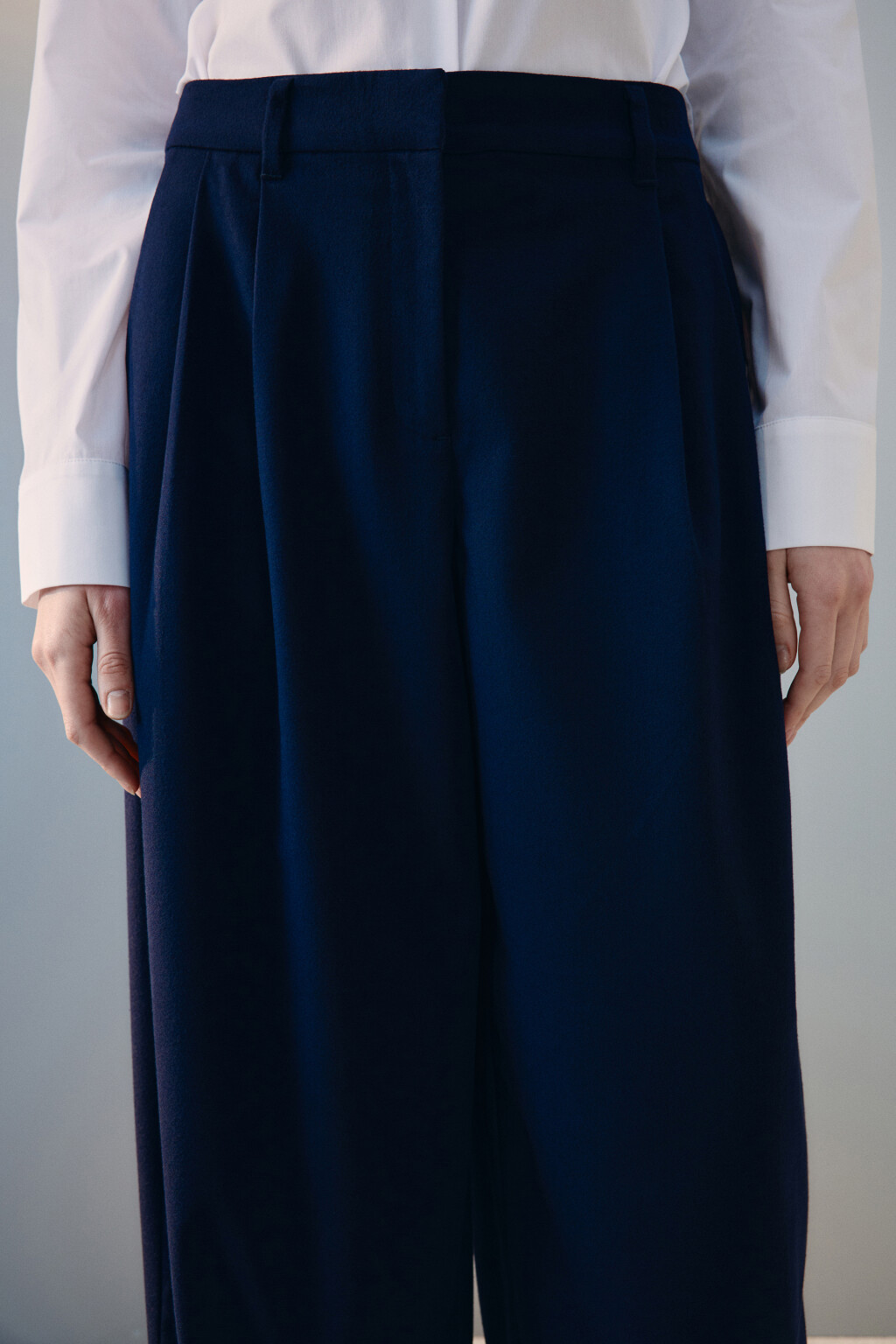 Брюки barrel fit костюмные - цвет синий - 6