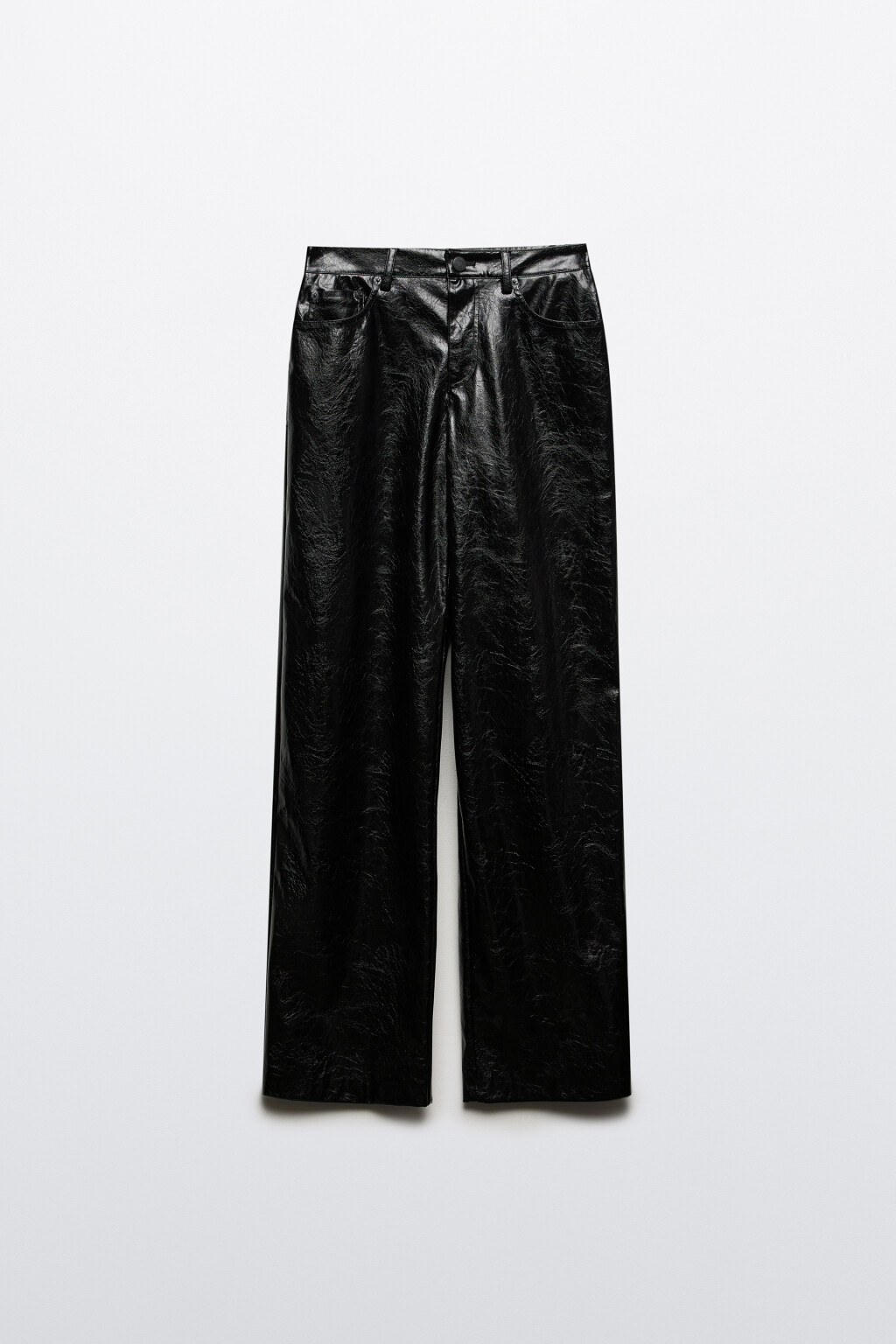 Брюки прямые лакированные - цвет черный - 7