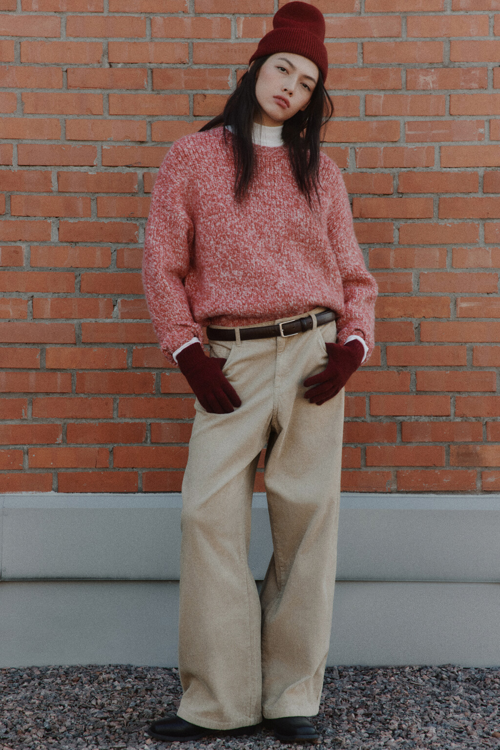 Брюки широкие хлопковые - цвет бежевый - 1