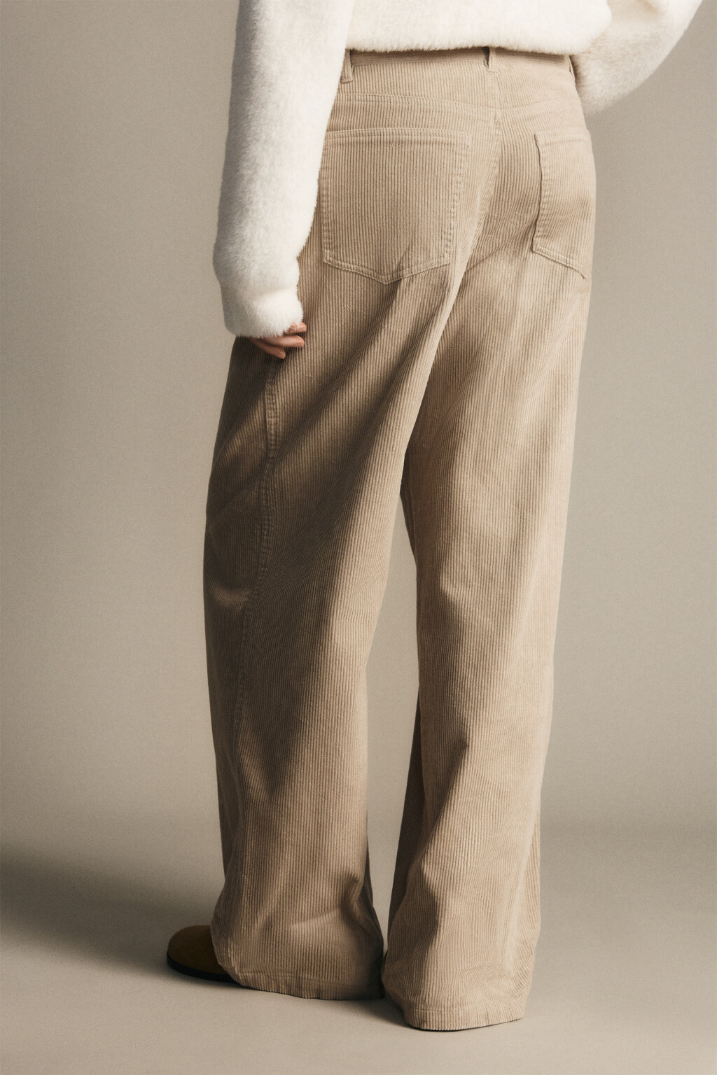 Брюки широкие хлопковые - цвет бежевый - 4