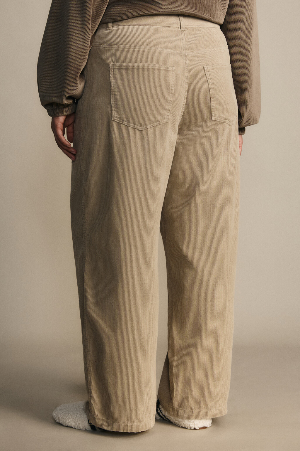 Брюки широкие хлопковые - цвет бежевый - 3