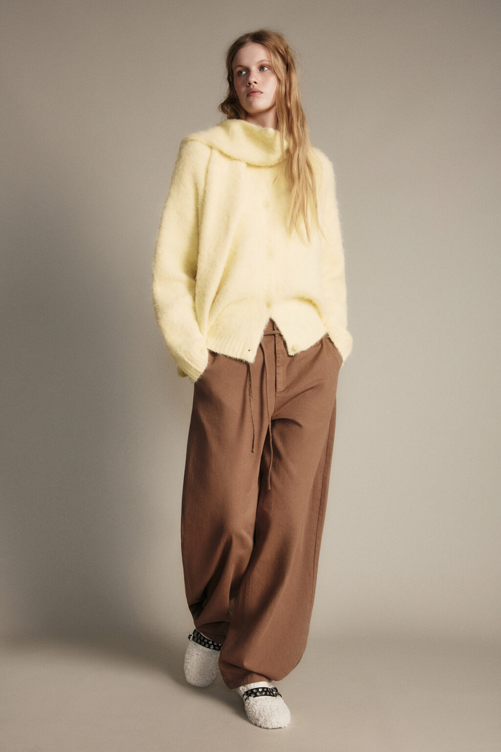 Брюки barrel fit на завязках - цвет коричневый - 2