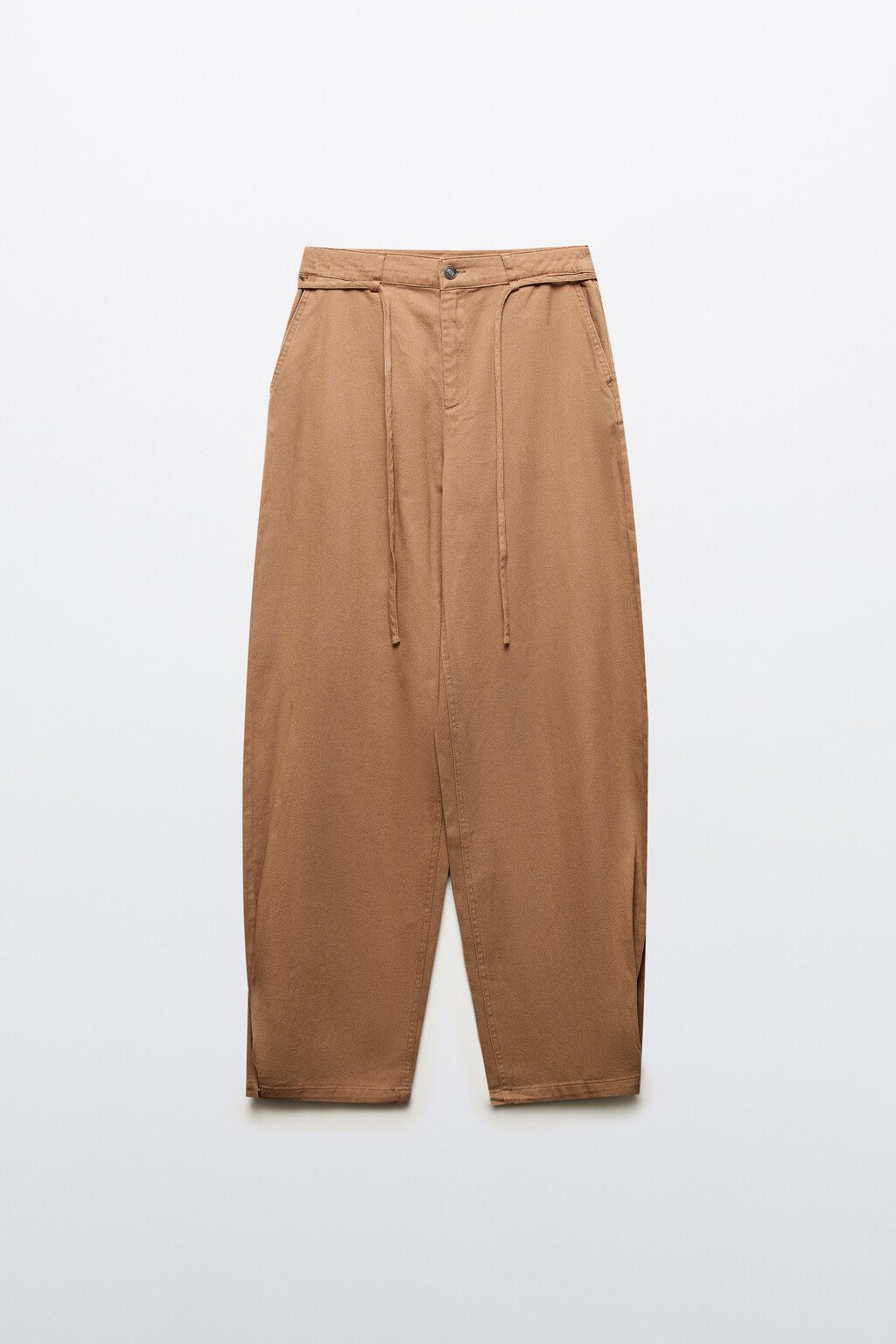 Брюки barrel fit на завязках - цвет коричневый - 8