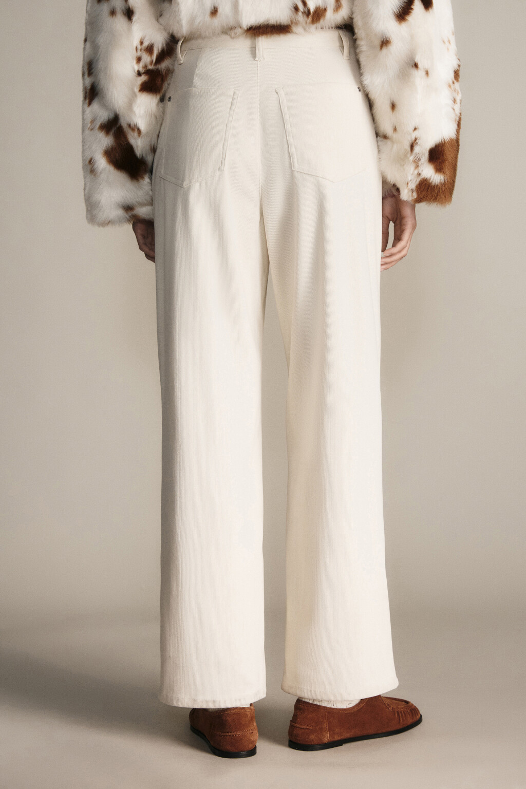 Брюки прямые вельветовые - цвет молочный - 3