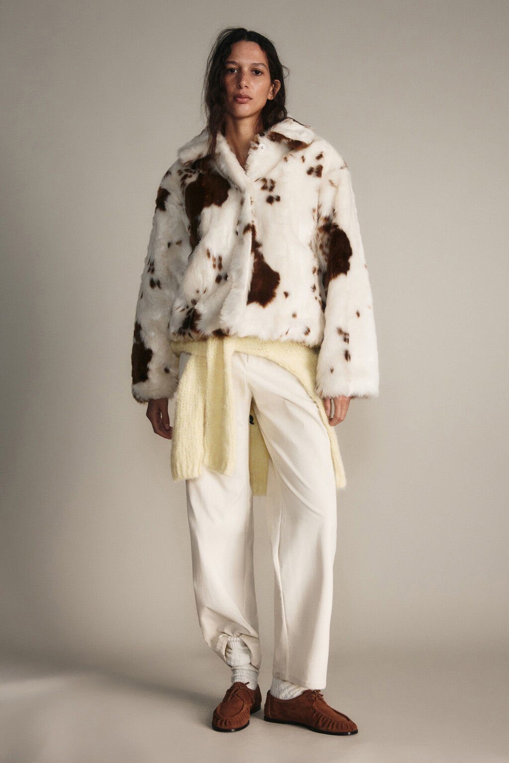 Брюки прямые вельветовые - цвет молочный - 4