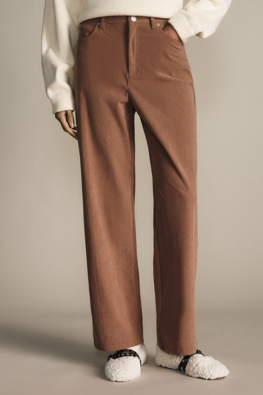 Брюки прямые вельветовые - цвет коричневый - 9