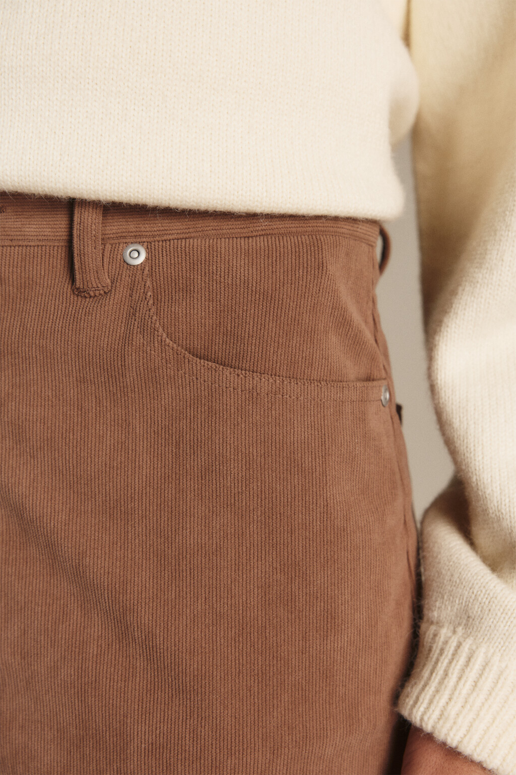 Брюки прямые вельветовые - цвет коричневый - 13