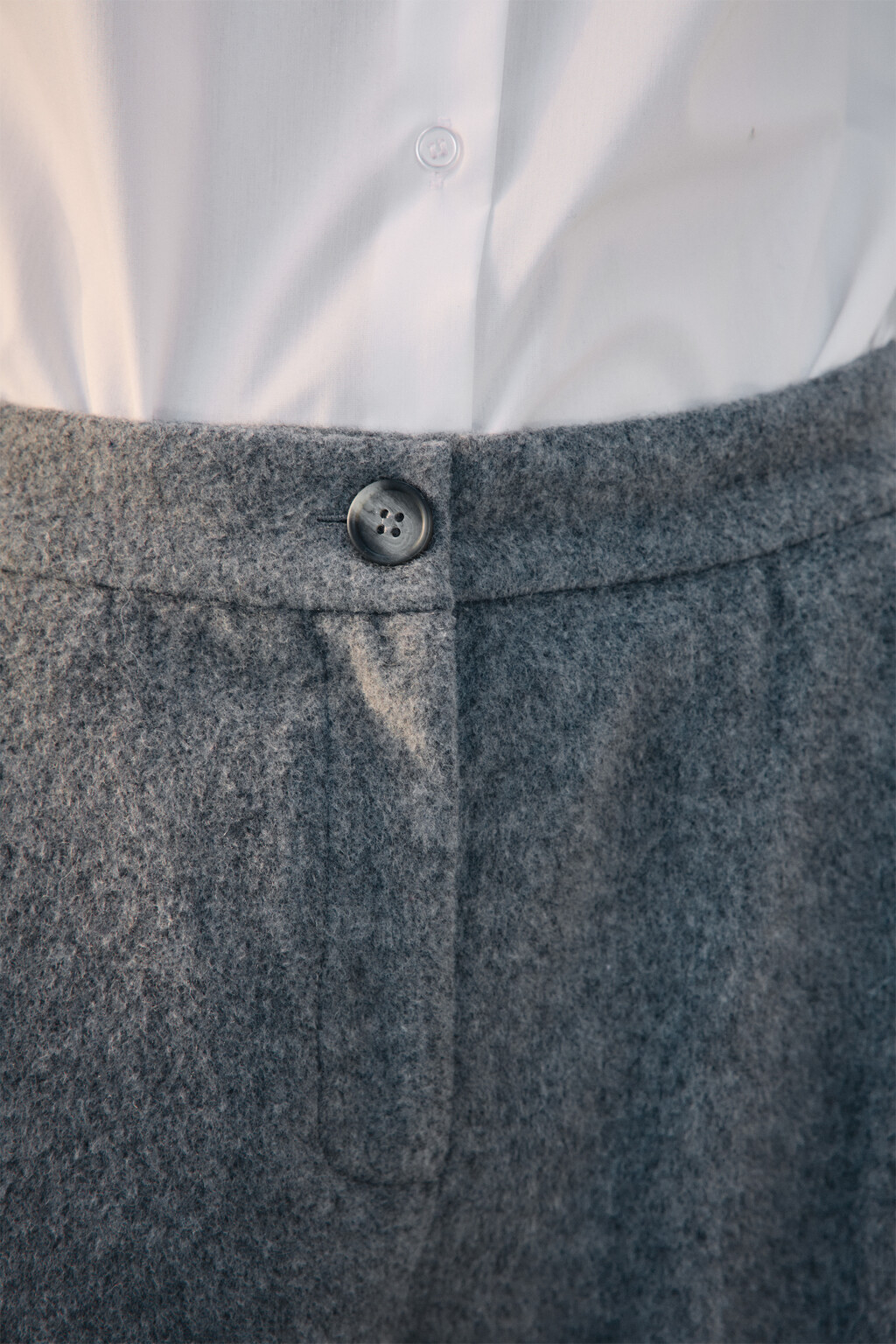 Брюки широкие из ткани с шерстью - цвет серый - 8