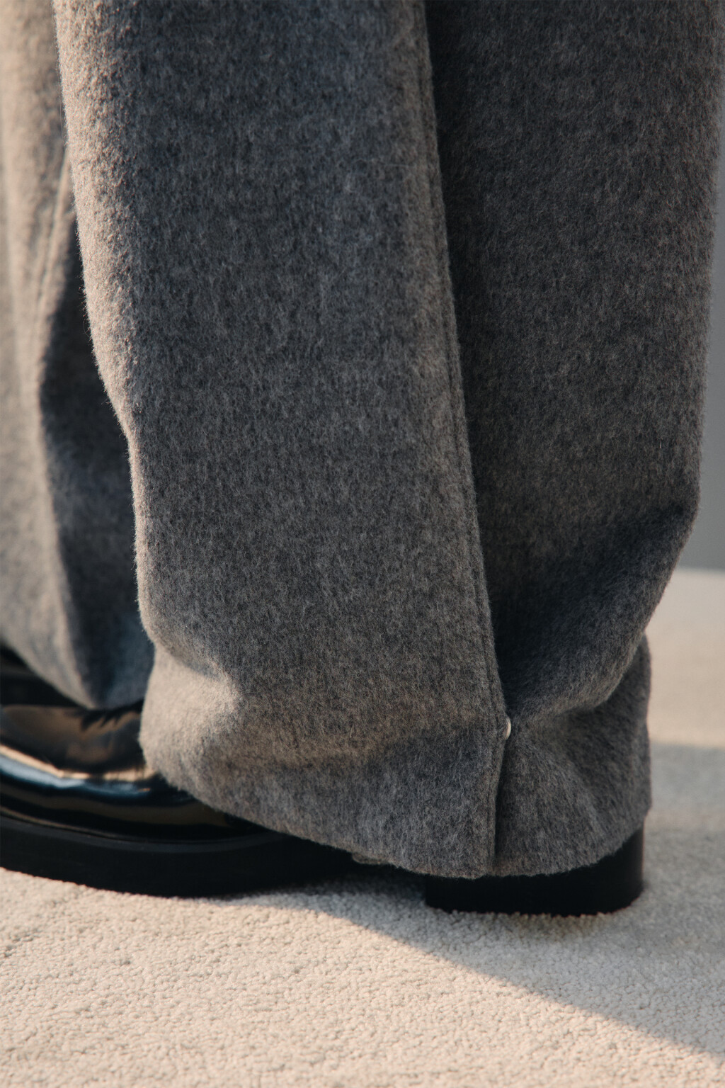 Брюки широкие из ткани с шерстью - цвет серый - 10