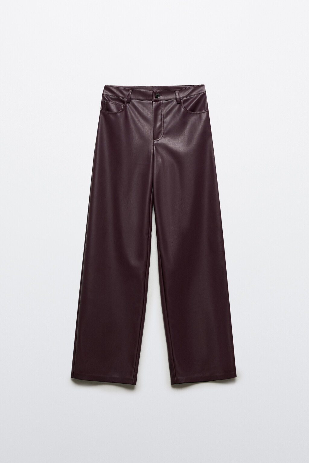 Брюки широкие с кожаной фактурой - цвет бордовый - 7